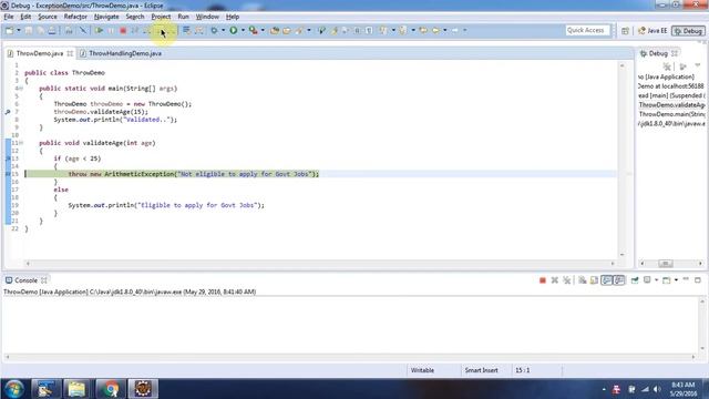 throw keyword | Java Exception handling смотреть онлайн