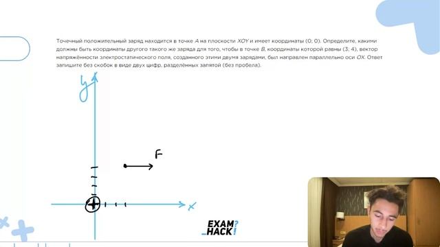 Точечный положительный заряд находится в точке A на плоскости XOY и имеет координаты (0; 0) - №2465