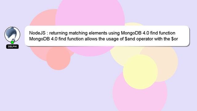NodeJS : returning matching elements using MongoDB 4.0 find function смотреть онлайн