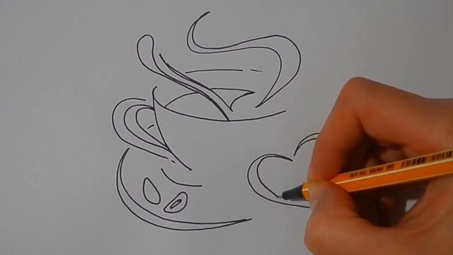Как ПРОСТО нарисовать ЧАШКУ КОФЕ, Рисуем Просто/719/How TO just draw a CUP of COFFEE смотреть онлайн