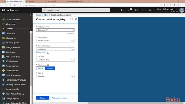Build & Deploy Web App on MS Azure: Create Azure Container Registry| packtpub.com смотреть онлайн