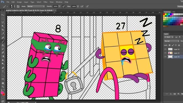 Octonaughty Locked in Jail for Numberblocks 27 | Numberblocks fanmade coloring story смотреть онлайн