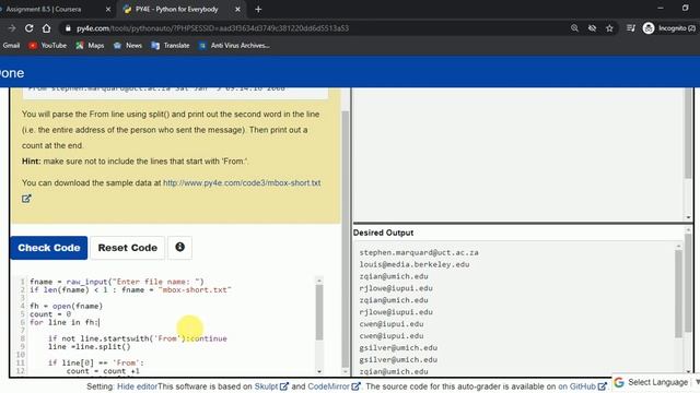 Python Data Structures || Week 4 | Assignment 8.5 | Graded External Tool || Coursera смотреть онлайн