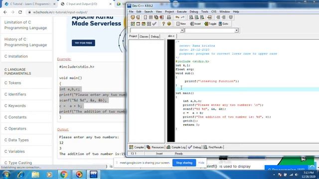 C program structure | C input and output | C format specifiers смотреть онлайн