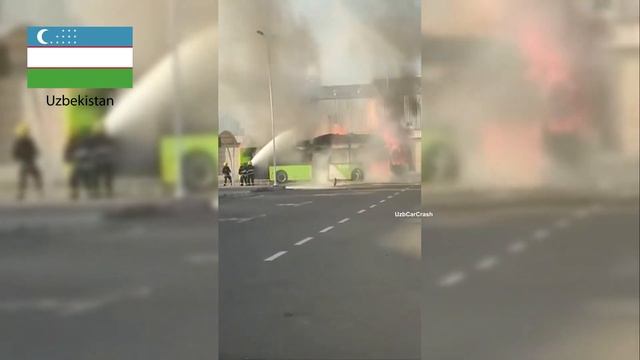 В Ташкенте загорелся пассажирский автобус смотреть онлайн