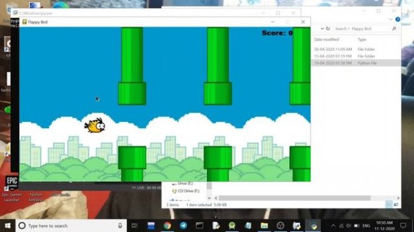 Flappy Bird in Python pygame with source code | python games | pygame library | Tushar Gupta