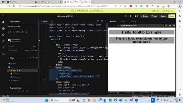 Part 35 React Tutorial | React tooltips | Tooltip | React tooltip library смотреть онлайн