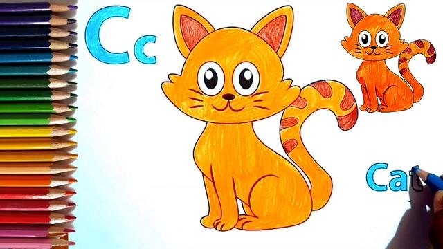 How to colour Cat & Crab / Colouring Alphabet C смотреть онлайн