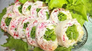 Рулет из крабовых палочек.рулет из крабов.мясной рулет.морепродукты.салат из крабов.