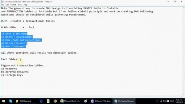 5.3.Creating Dimension Tables and Fact tables from OLTP System