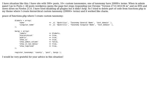 Wordpress: Admin (All posts) stop responding problem смотреть онлайн