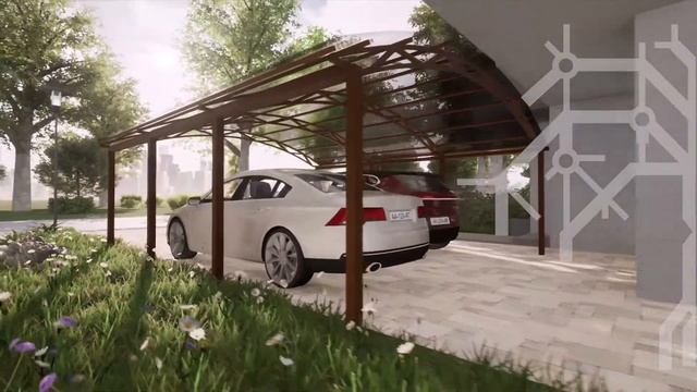 Навес для двух авто из поликарбоната 5,5 на 6,3 смотреть онлайн