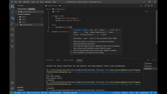 Apprendre Python 3 - 3. Les conditions | if ... elif ... else смотреть онлайн