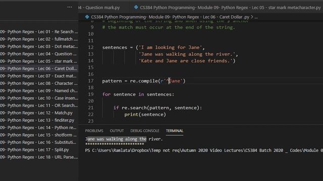 CS384 Python Programming Module 09 Python Regex Lec 06 Caret Dollar смотреть онлайн