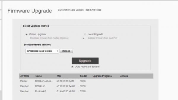 Unleashed Local Firmware Upgrade Configuration with the Unleashed User Interface