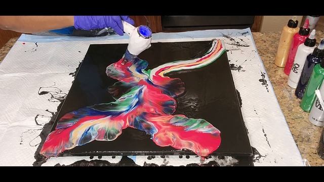 #165- Beautiful Festive Colors on Black Base | Dutch Pour смотреть онлайн