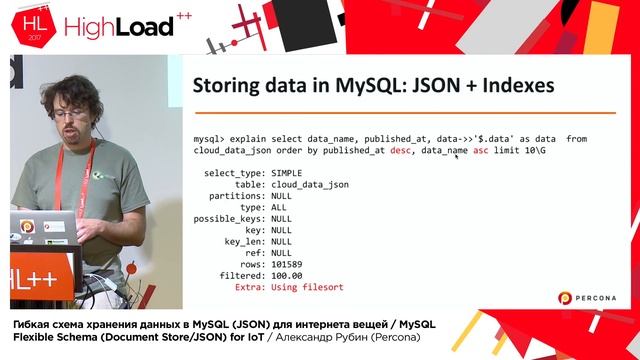 Гибкая схема хранения данных в MySQL (JSON) / Александр Рубин смотреть онлайн