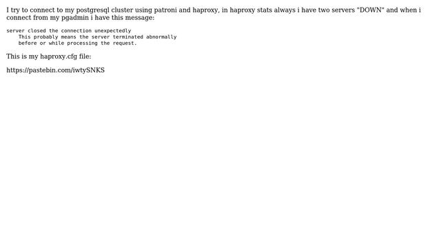 Haproxy postgresql with patroni смотреть онлайн