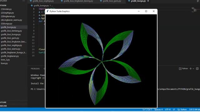 черепаха питон Бунга делаем цветы с черепахой питон Membuat Bunga Dengan Python #tutorial