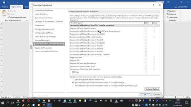 ERRO No WORD, Excel - Voce Está Tentando Salvar Um Tipo De Arquivo Que Foi Bloqueado - COMO RESOLVE
