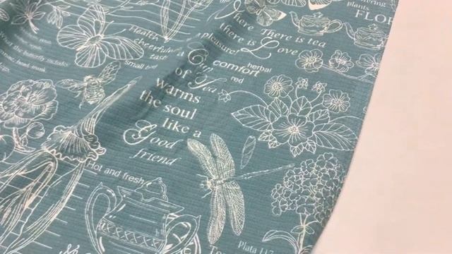 Вафельная ткань "Флора и фауна" цв.винтаж мятно-голубой, ш.1.5м, хлопок-100%, 150гр/м.кв АРТ.17264 смотреть онлайн