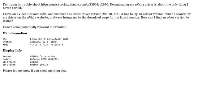 How do I downgrade my nVidia Driver in openSUSE 12.1? смотреть онлайн