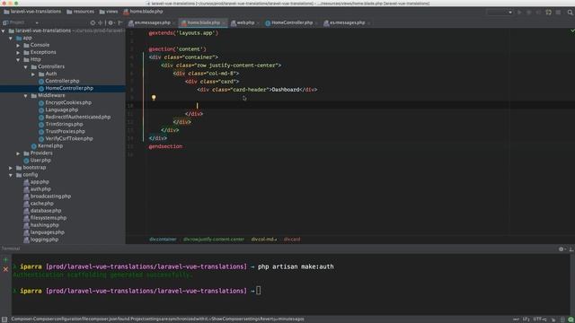 03 Traducciones Laravel 5 y Vuejs 2: Generar archivos traducción смотреть онлайн