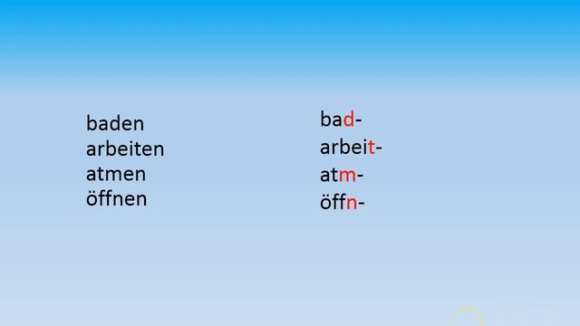 Спряжение слабых глаголов в настоящем времени Präsens смотреть онлайн