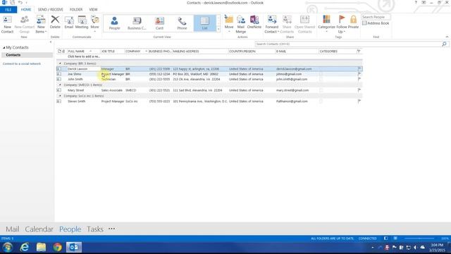 Export Address Book Contacts in Outlook 2013 смотреть онлайн