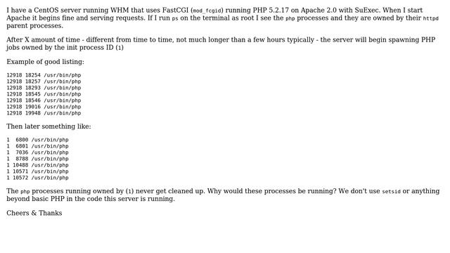 DevOps & SysAdmins: php processes owned by ppid 1 after X amount of time смотреть онлайн