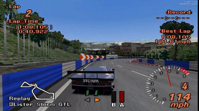 Gran Turismo 2 A-Spec Mod Rome Circuit ( Lister Storm GTL ) 1:08.105 смотреть онлайн