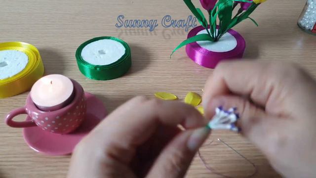 How To Make Tulip Flowers By Satin Ribbon