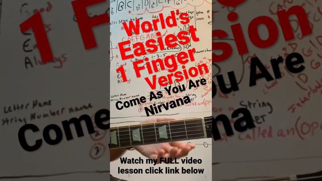 World’s EASIEST 1 Finger version of “Come As You Are” Nirvana w/beginner & intermediate explanation смотреть онлайн