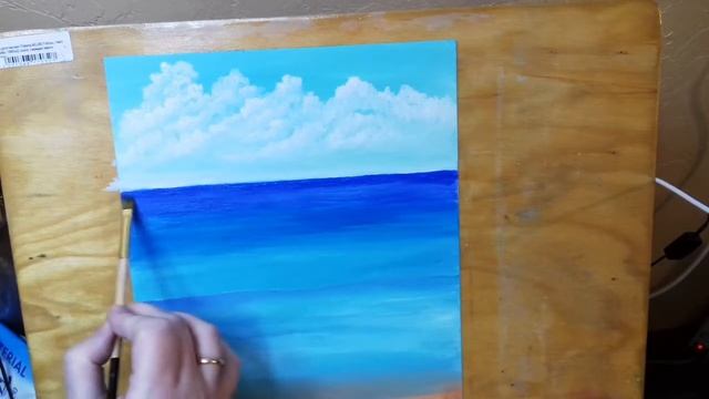 Море, небо и волны. Пейзаж масляными красками. Sea, sky and waves смотреть онлайн