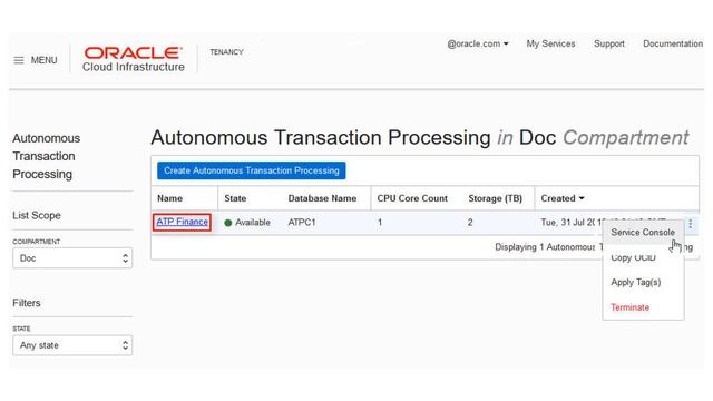 Provision Autonomous Transaction Processing смотреть онлайн