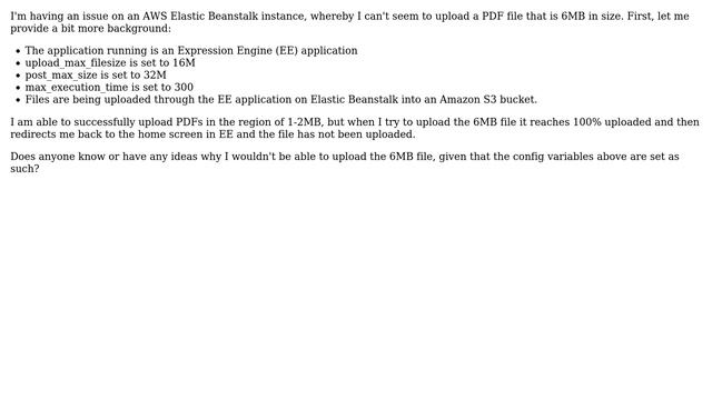 AWS Elastic Beanstalk File Upload Limit Issue смотреть онлайн