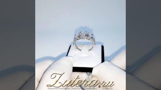 Кольцо с кристаллами Swarovski качество люкс смотреть онлайн