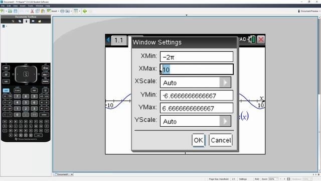 Change graph x-axis scale to radian TI-nSpire CX CAS смотреть онлайн