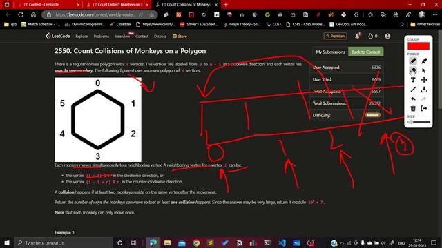 Leetcode Weekly 330 || Count Distinct Numbers on Board || Count Collisions of Monkeys on a Polygon смотреть онлайн