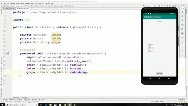 #7 - RadioButton e RadioGroup com Java - Curso de Desenvolvimento para Android смотреть онлайн