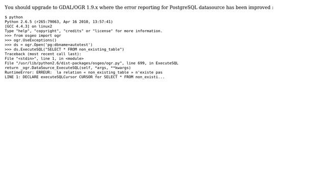 GIS: How to catch PostgreSQL/PostGIS errors in GDAL/OGR Python bindings? (2 Solutions!!) смотреть онлайн