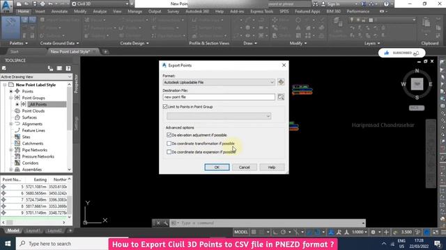 How to Export Civil 3D Points to CSV file in PNEZD format ? смотреть онлайн