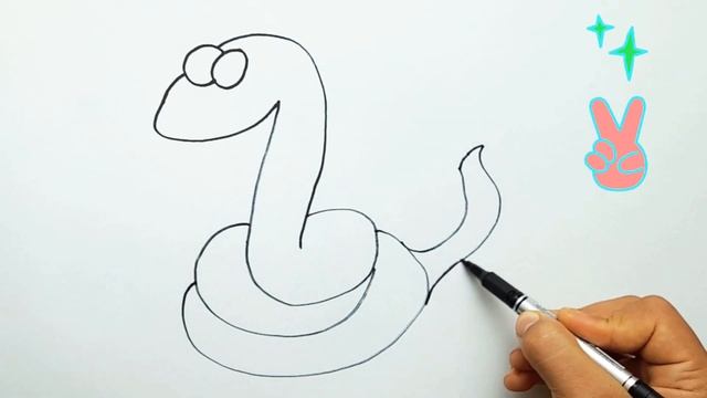 How to draw a snake eays step by step/Drawing a snake eays/Как нарисовать змею легко и просто детям смотреть онлайн