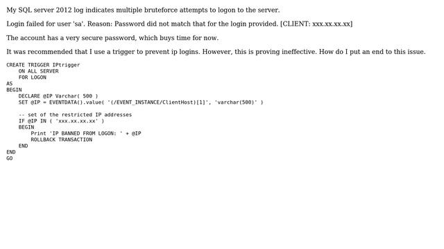 Databases: protecting network from external attack (SQL server 2012 bruteforce) смотреть онлайн