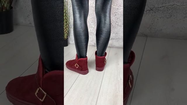 Угги женские бордовые Classic | Короткие угги из эко замши, внутри густой мех | Видео обзор смотреть онлайн