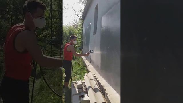 Безвоздушная покраска фасада загородного дома окрасочным аппаратом и краскопультом смотреть онлайн