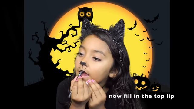 Halloween KITTY CAT Makeup Tutorial 7 YEAR OLD смотреть онлайн