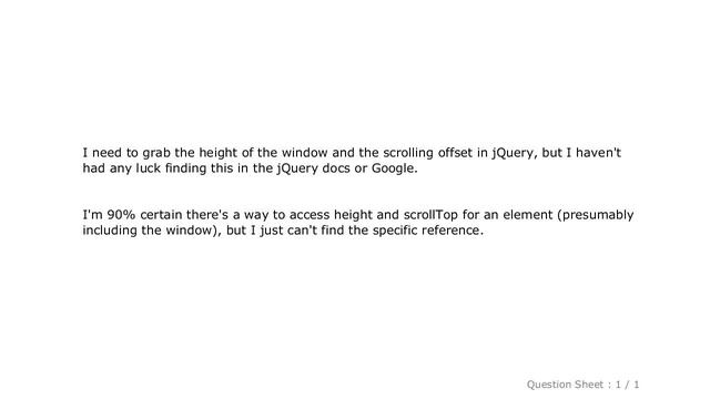 jQuery : How do I determine height and scrolling position of window in jQuery? смотреть онлайн