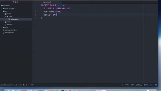 Creating the schema and setting up the database for our API смотреть онлайн