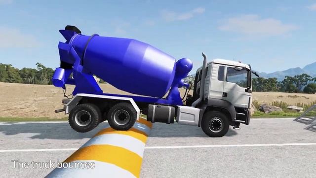 Flatbed Trailer Cars Trannsportation with Truck - Speed bump vs Car - BeamNG.Drive смотреть онлайн